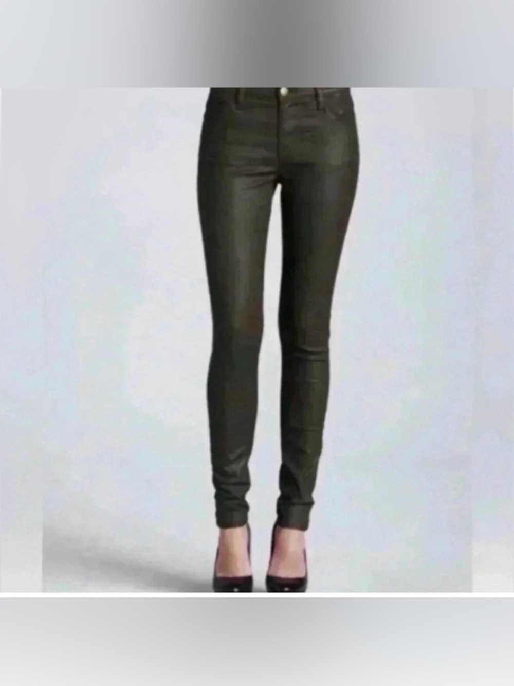 CURRENT/ELLIOTT The Ankle Skinny Coated Skinny
Pants Army Green